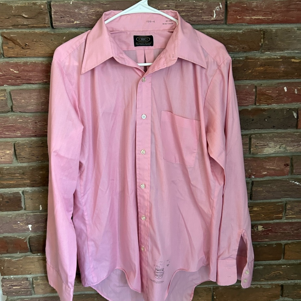 Haggar Pink Dress Shirt Lightweight Cotton Blend